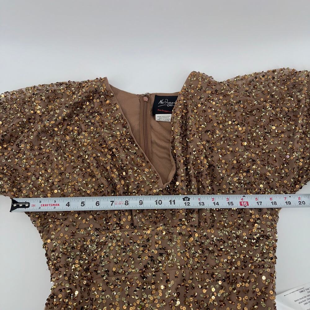 Mac Duggal 10791 Bronze Sequin Long Sleeve Gown Size 12 NWT Formal Prom Bishop - Picture 11 of 12